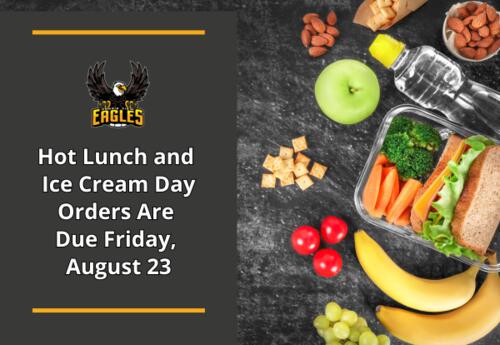 Prairie View hot lunch and ice cream orders due Friday, August 23