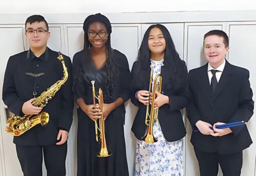 D140 students pose proudly at ILMEA Jazz Festival