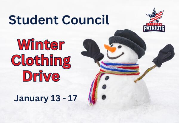 Grissom Student Council's Winter Clothing Drive January 13- 17