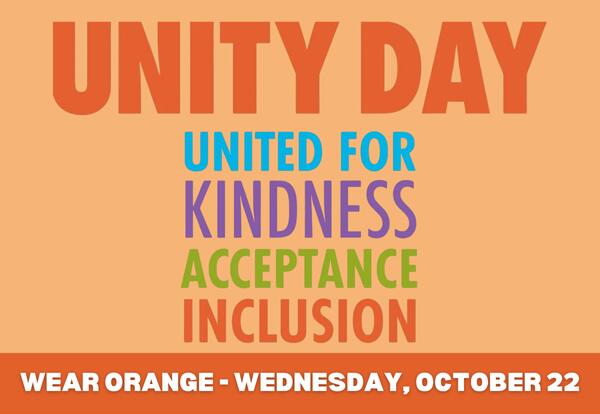 Unity Day - Wear orange on Wednesday, October22