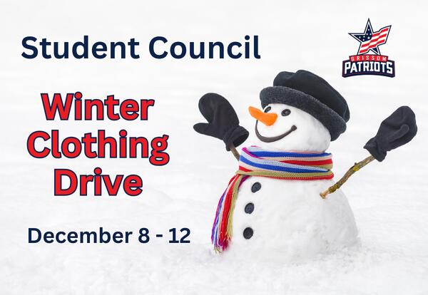 Student Council Winter Clothing Drive December 8-12