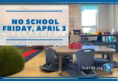 No School Friday, April 3 with empty classroom with flexible seating