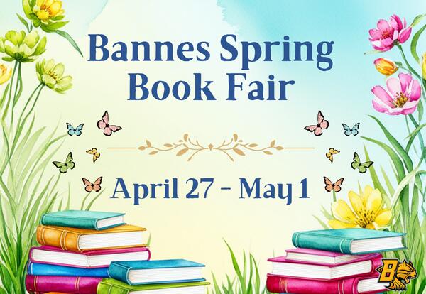 Bannes Book Fair April 27 - May 1 with butterflies and book in the background
