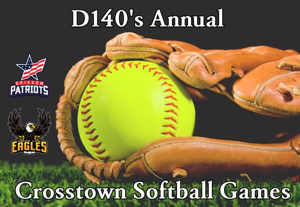 D140's Annual Crosstown Softball Game with yellow softball and glove in the middle