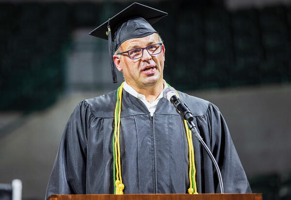 The University celebrated the Class of 2023 with an address from Jon Runyan, legendary offensive tackle for the Philadelphia Eagles.