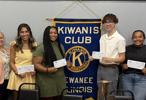 Kewanis Representative, KHS Key Club Students and Mrs. Baney