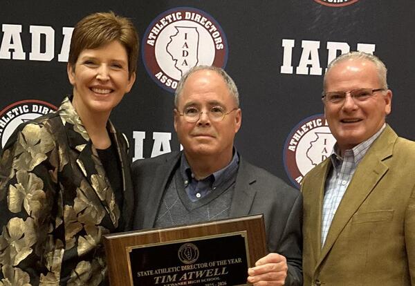 Superintendent Rebecca Baney, Tim Atwell, Superintendent Dr. Chris Sullens
