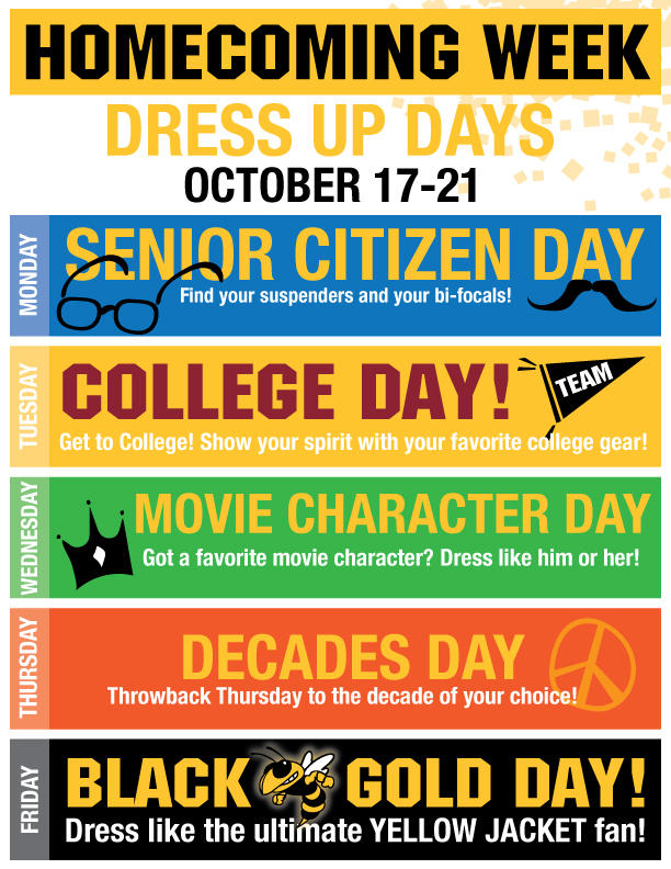 spirit week dress up days