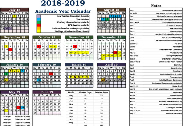 Academic Calendar Updated for 2018 2019 Starkville Oktibbeha