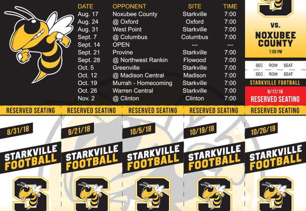 Example of SHS Football reserved ticket packet