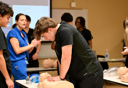 Millsaps CTE students participate in CPR training at Baptist Memorial Hospital - Oktibbeha County.