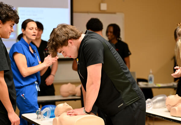 Millsaps CTE students participate in CPR training at Baptist Memorial Hospital - Oktibbeha County.