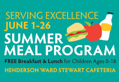 SOCSD will offer its annual Summer Meal Program June 1-26 at Henderson Ward Stewart Cafeteria.