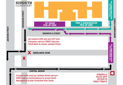 Sudduth Carpool Reroute Map