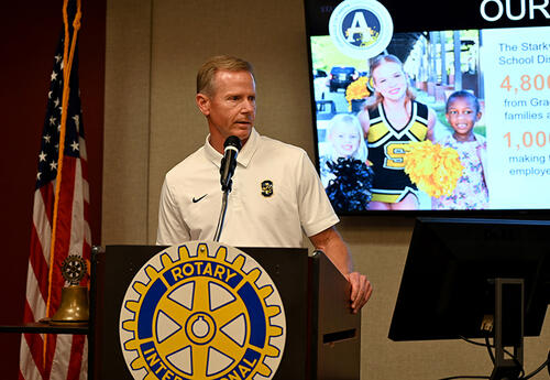 SOCSD Superintendent, Dr. Tony McGee spoke to Starkville Rotary Club on Monday