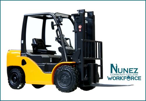 An unmanned forklift is shown with the Nunez Workforce logo