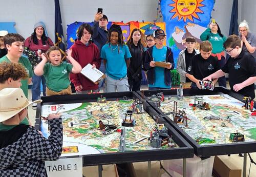 Students participate in a FIRST LEGO League event on the Nunez campus.