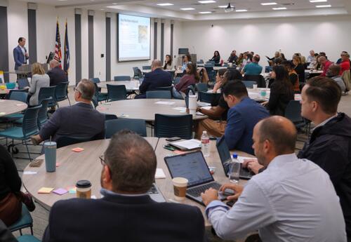 Nunez and SME co-host a meeting in the Student Testing and Career Counseling Center.