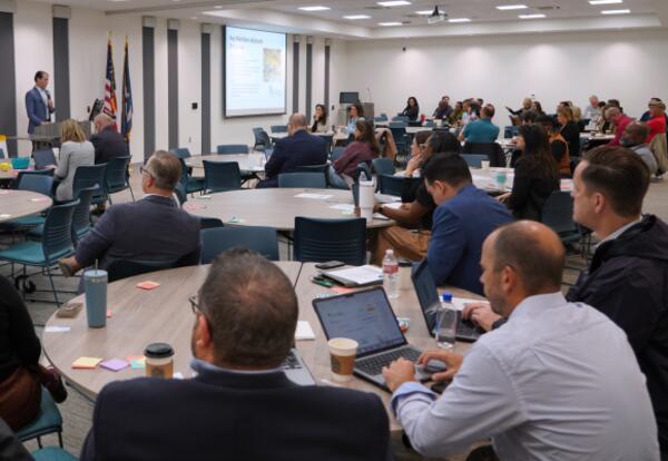 Nunez and SME co-host a meeting in the Student Testing and Career Counseling Center.
