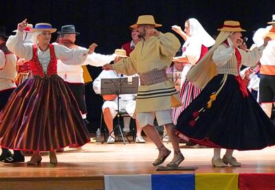 San Borondon performs on stage in the Nunez Auditorium.