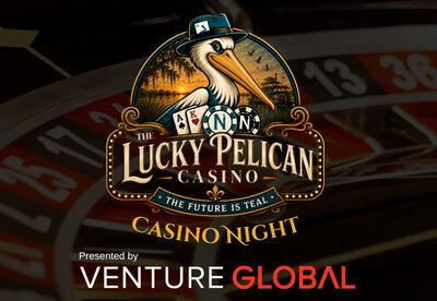 The Lucky Pelican logo sits above the Venture Global logo