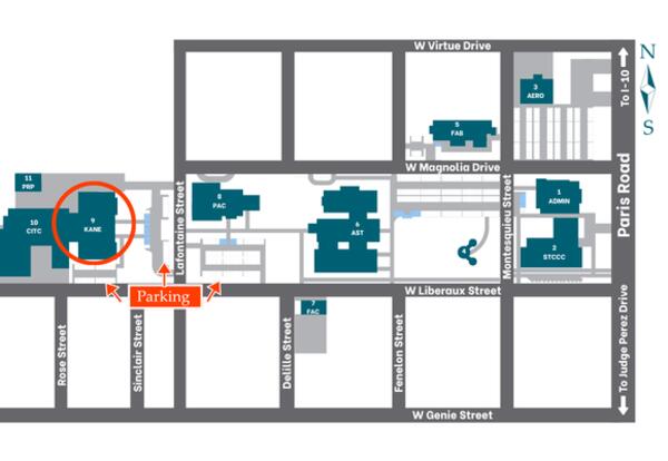 The September 10th History Lecture Series presentation will take place in the Kane Building, circled in red on the campus map.