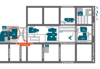 The September 10th History Lecture Series presentation will take place in the Kane Building, circled in red on the campus map.