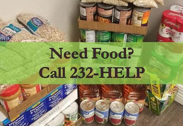 Call 232-HELP for Food Pantry Nearest Your Location