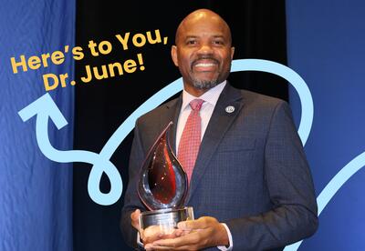 Dr. June receives the Difference Maker Award from Studer Education.