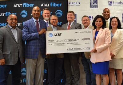 Image of AT&T Foundation presenting a check for $40,000 to the LCTCS Foundation