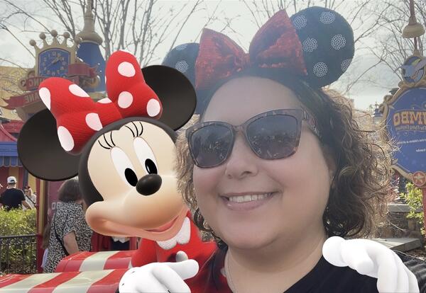 image of a woman and Mini Mouse image