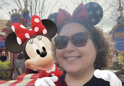 image of a woman and Mini Mouse image