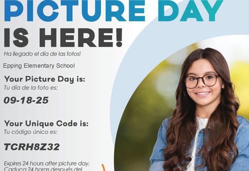 flyer picture day information with image of female student