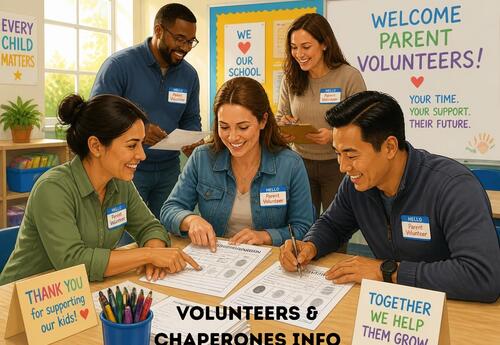 parent volunteers doing paperwork