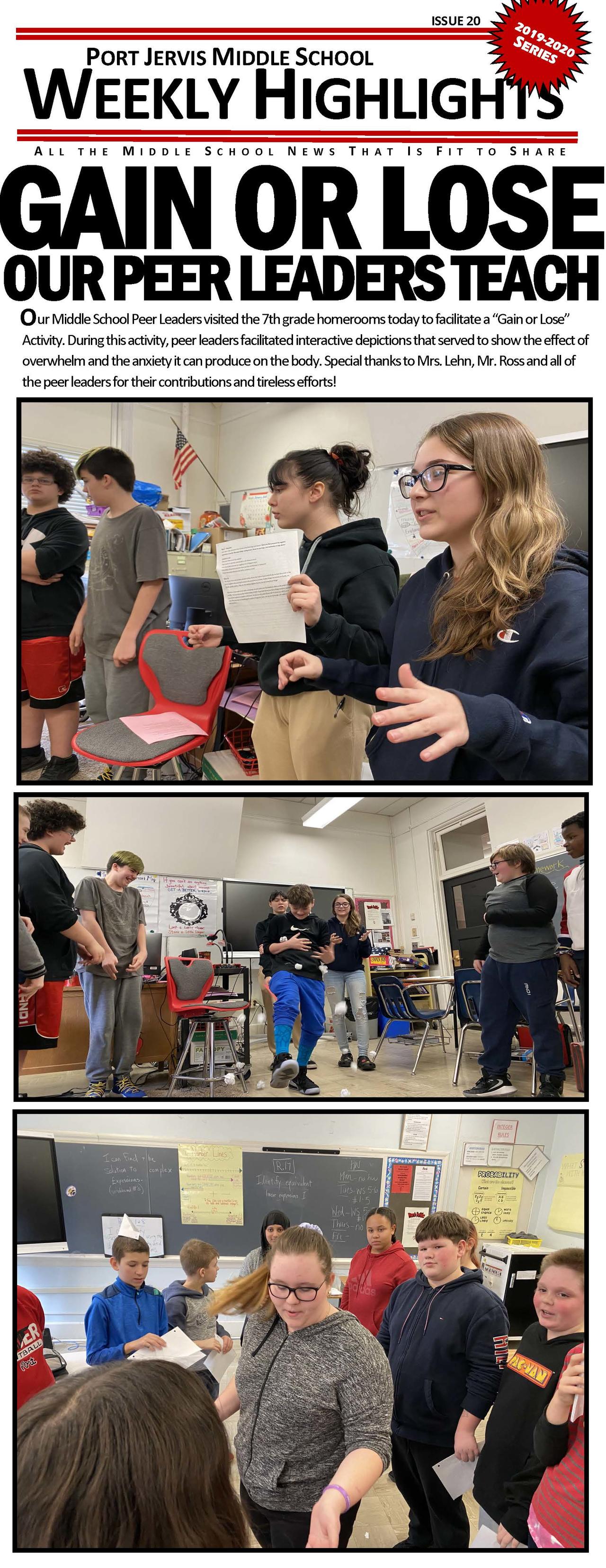 Additional Weekly Highlights 2/3/20 Port Jervis Middle School
