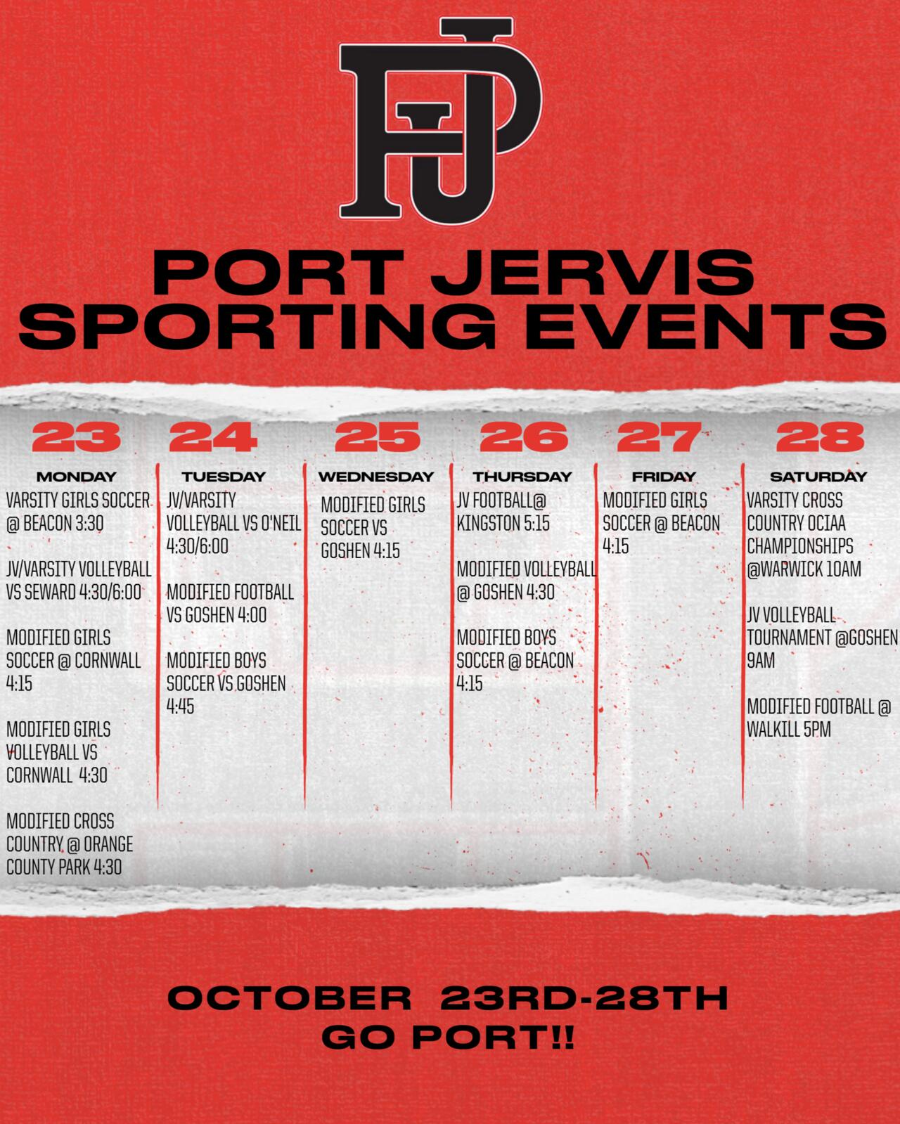 Weekly Sports Schedule: October 23 - October 28 | Athletics