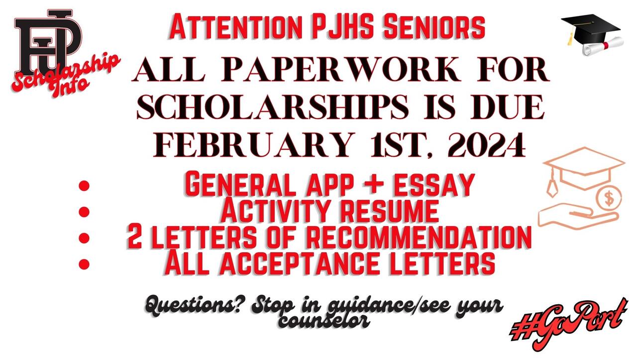 Scholarship Paperwork Due Date Announcement | Port Jervis High School