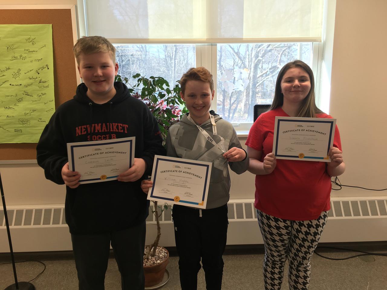 Geography Bee Congratulations! Newmarket Jr/Sr High School