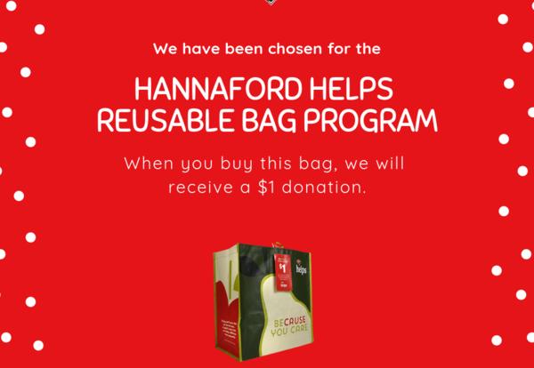 Image of the Hannaford Helps Reusable Bag Program ad.