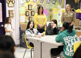 Gina Michalicka, Beth Lastra and students