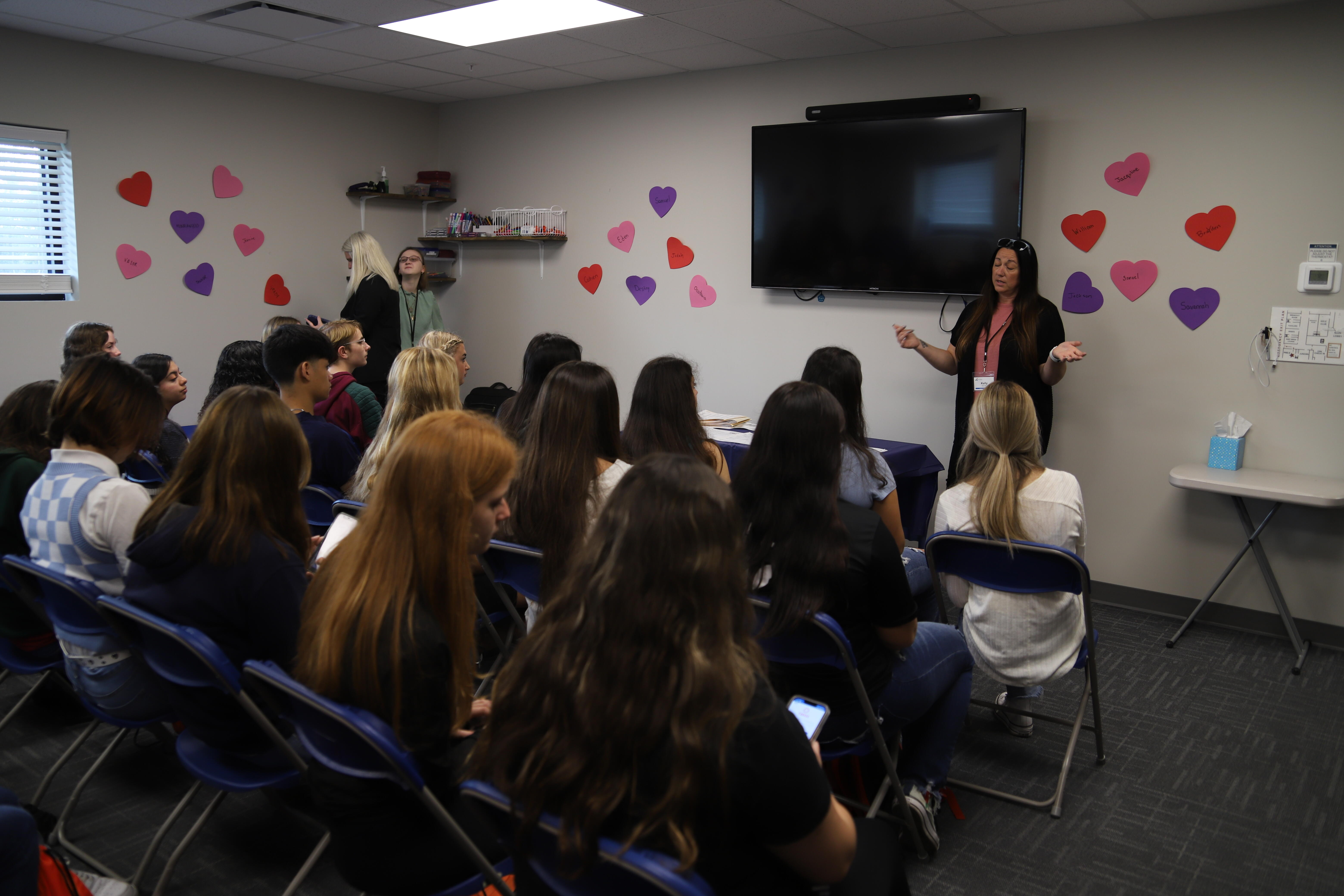 Staff addressing students at the Hernando Grown event