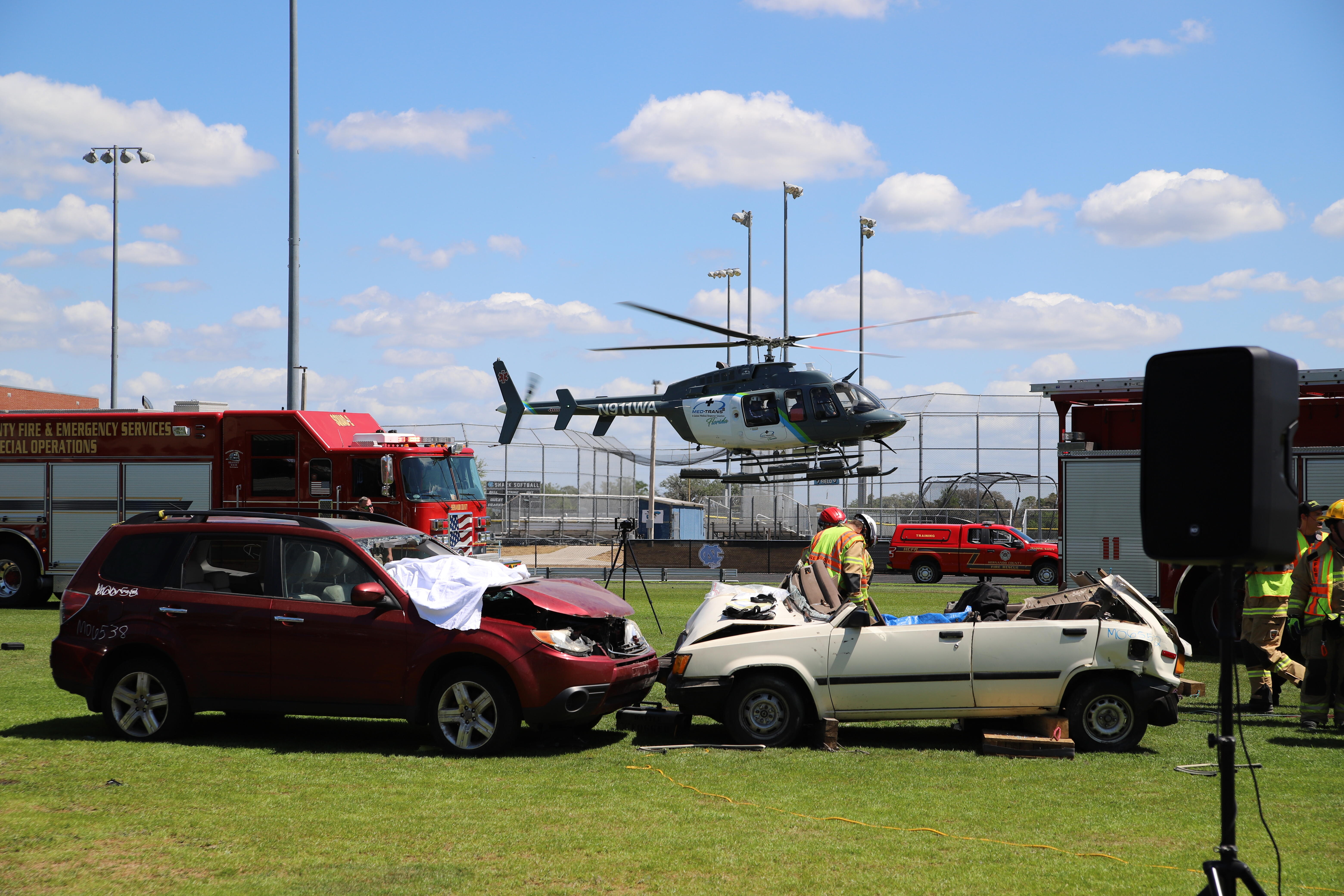2 staged wrecked cars