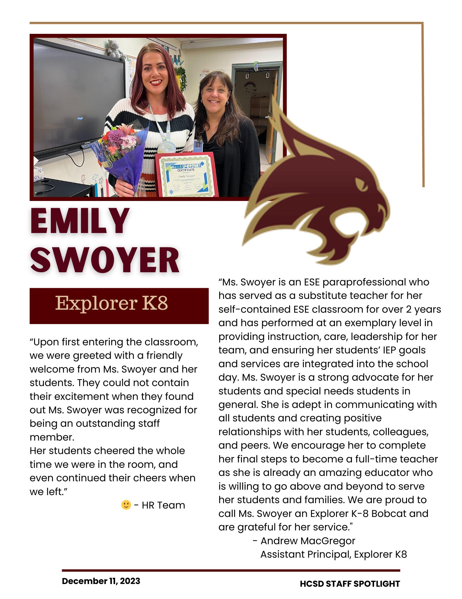 Staff Spotlight in Emily Swoyer
