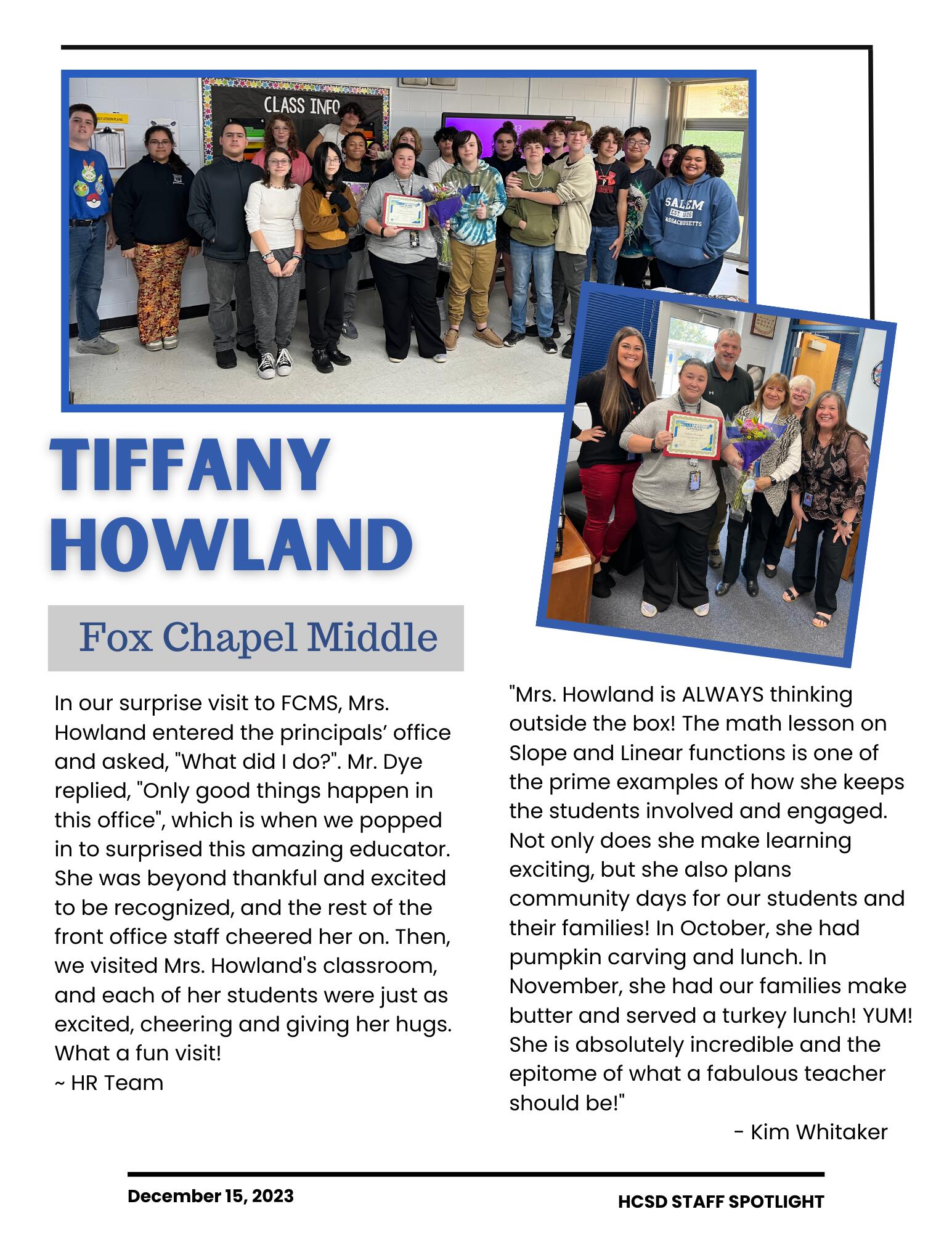 Spotlight in Tiffany Howland