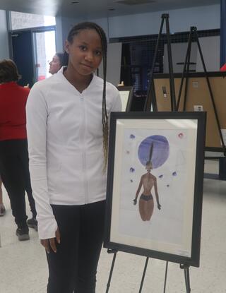 Student with painting