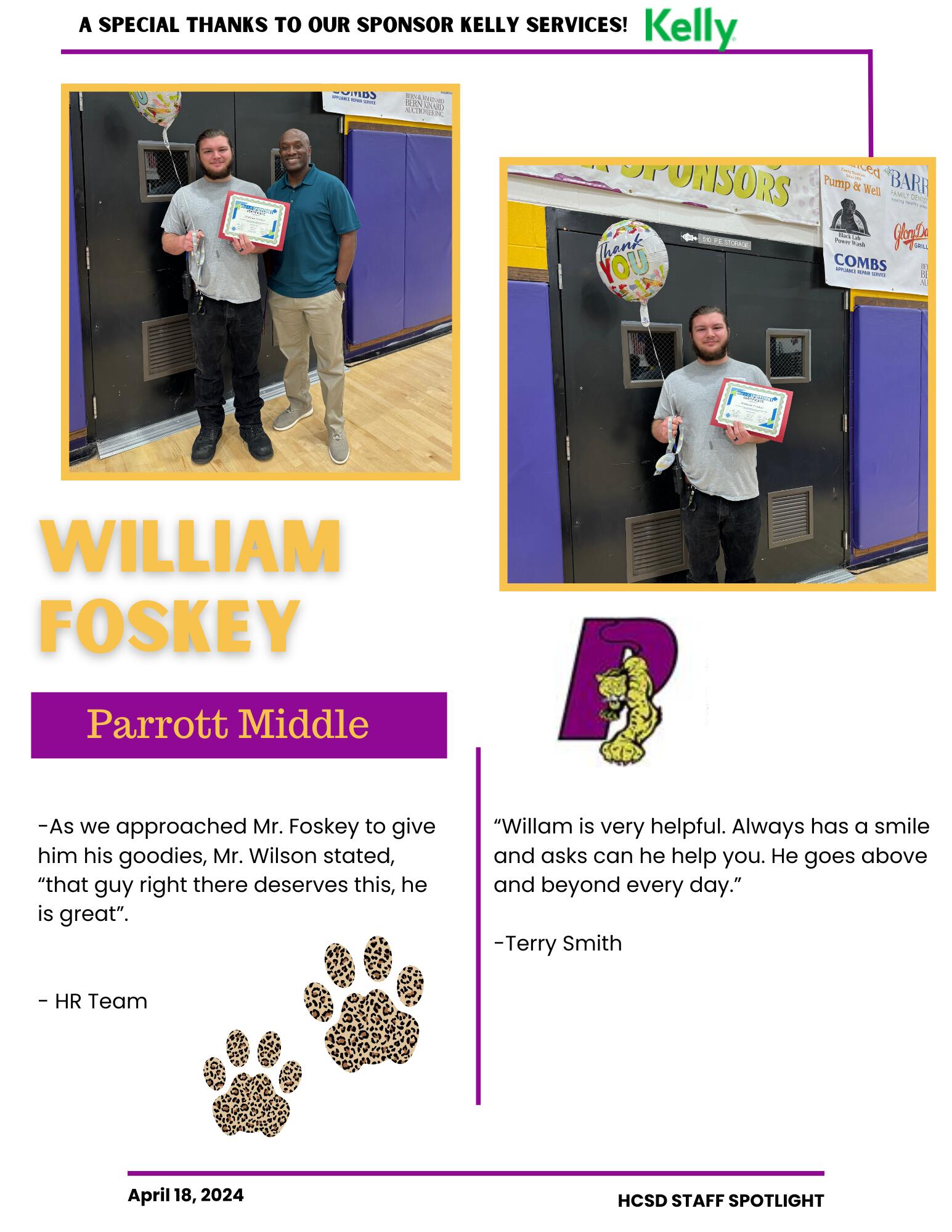 Staff Spotlight on William Foskey