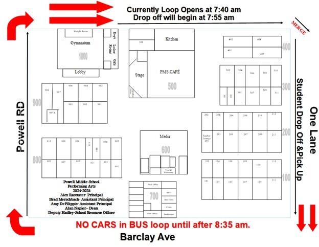 Map of campus with direction arrows