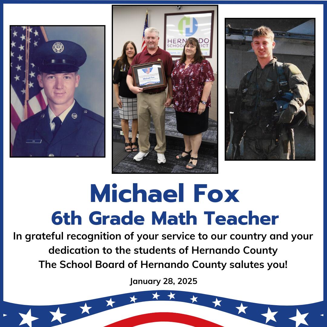 January Veteran.- Michael Fox - 6th Grade Math Teacher