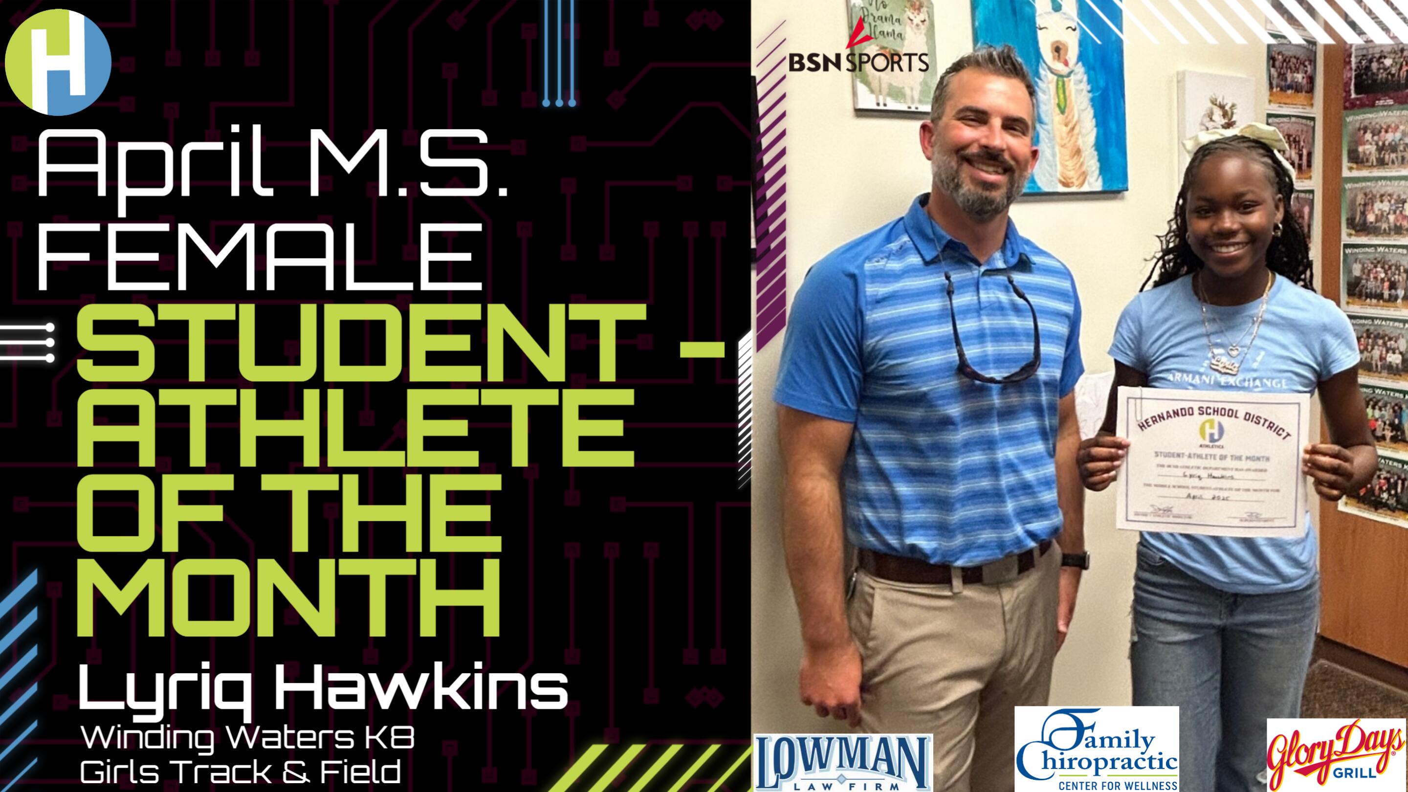 April M.S. Female Student-Athlete of the Month