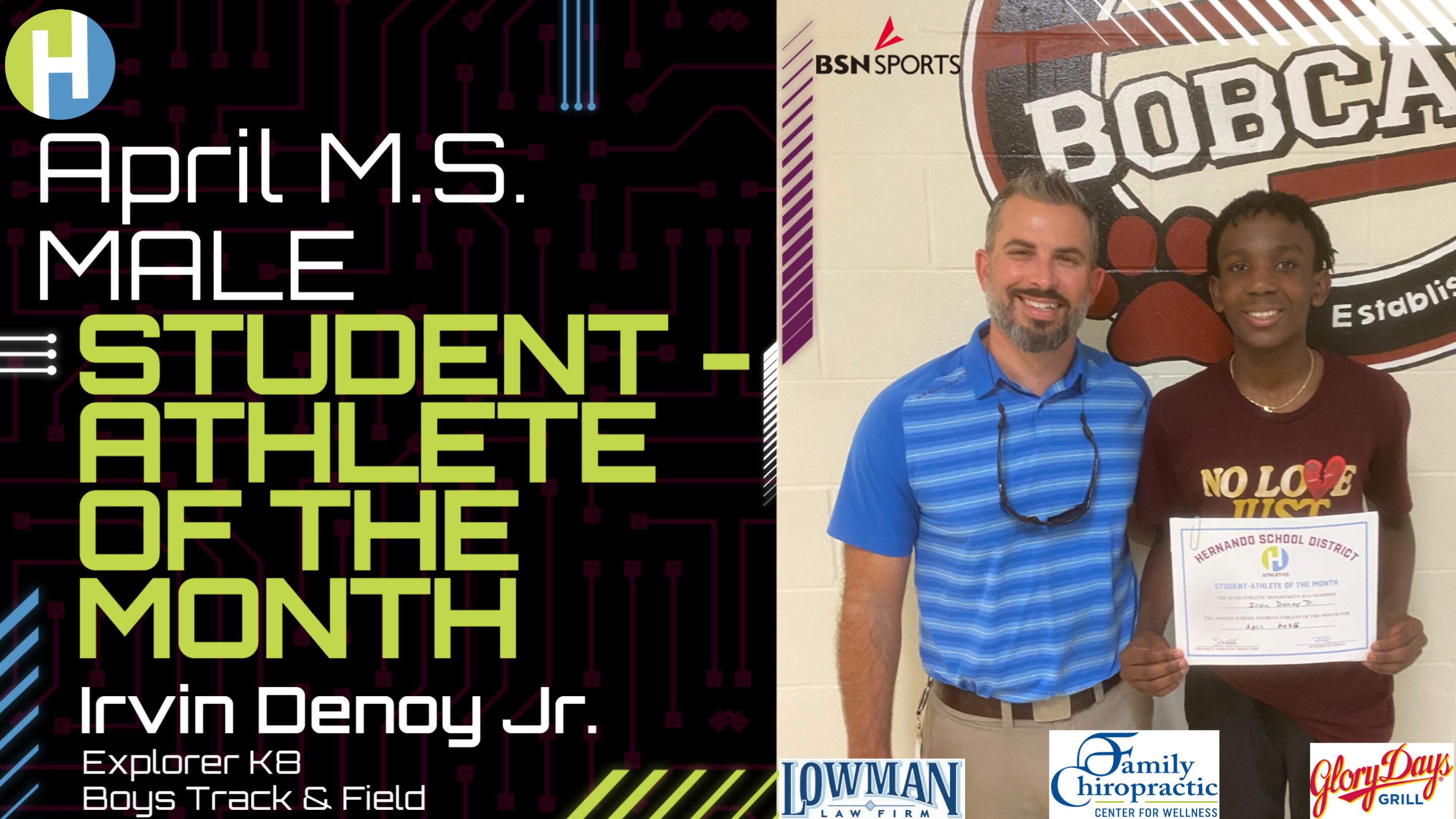April M.S. Male Student-Athlete of the Month